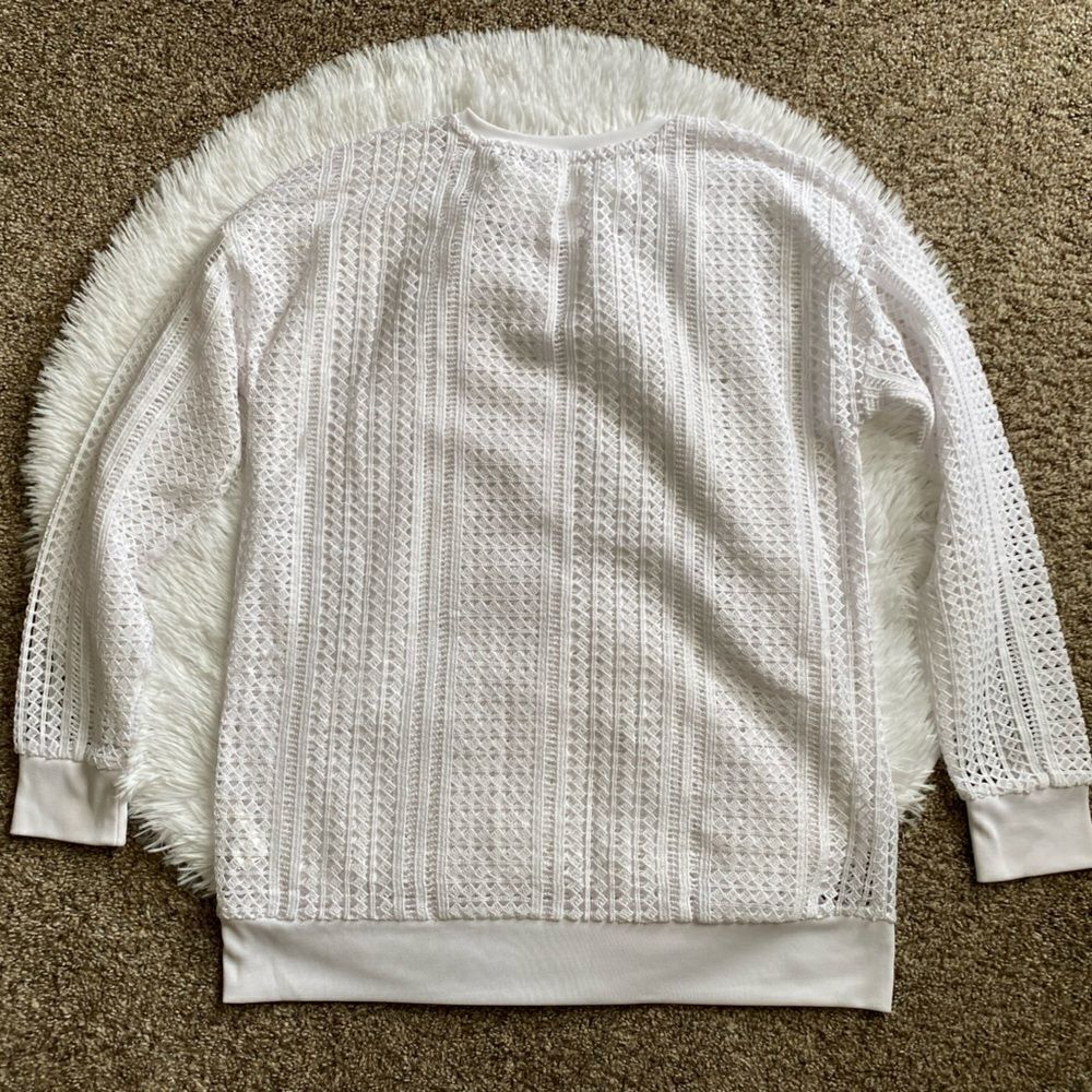 Fabletics Sophie Mesh Net Cover Up Top White Wome… - image 2